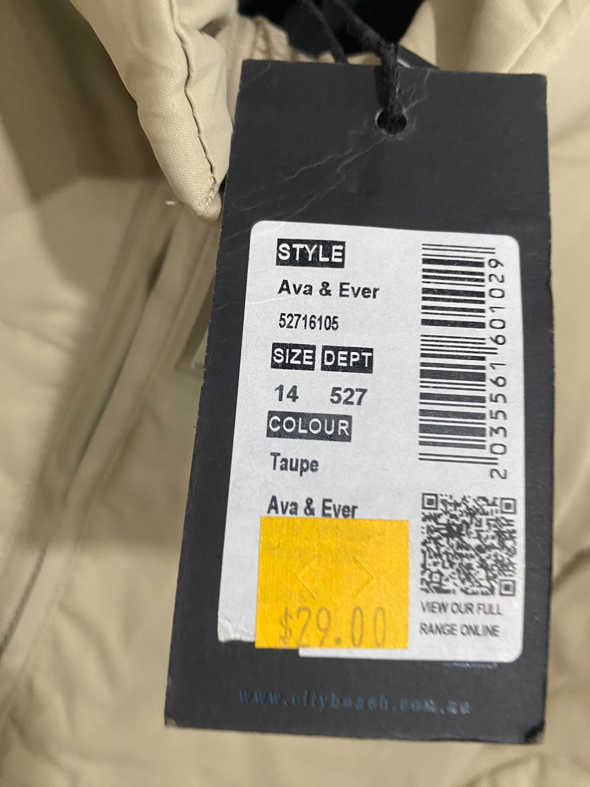 AVA & EVER |M| BUST 21| A64| BEIGE PUFFER JACKET TECHNICAL UTILITY COAT