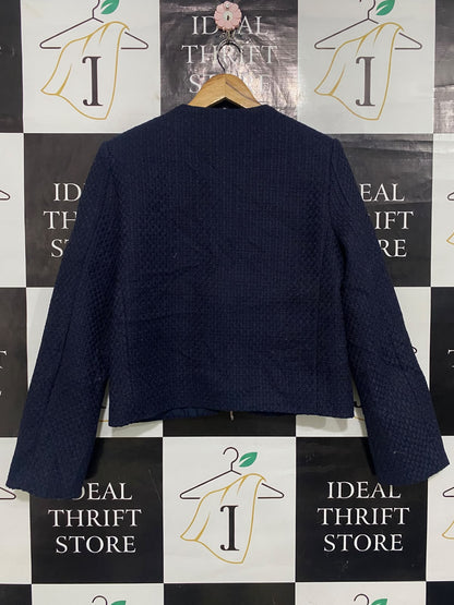ANKO |M| BUST 20| A64| NAVY BLUE TWEED BOW-BUTTON TECHNICAL UTILITY JACKET