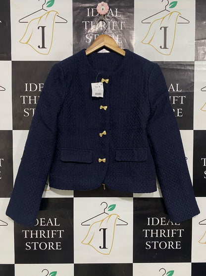 ANKO |M| BUST 20| A64| NAVY BLUE TWEED BOW-BUTTON TECHNICAL UTILITY JACKET