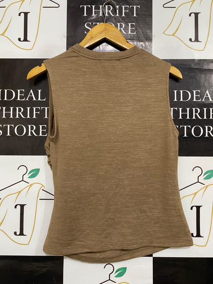 PREVIEW |M| BUST 17| A63| BROWN RUCHED-SIDE TECHNICAL UTILITY TANK TOP