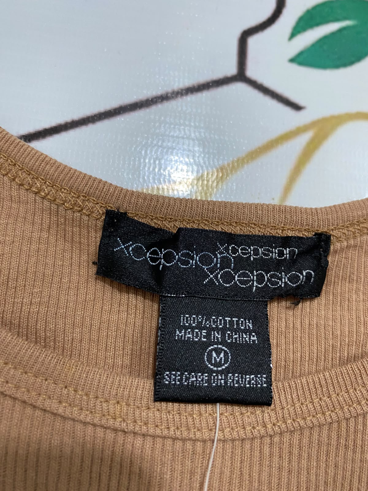 XCEPSION |M| BUST 13| A63| BEIGE RIBBED CAMI-STYLE TECHNICAL UTILITY TANK TOP