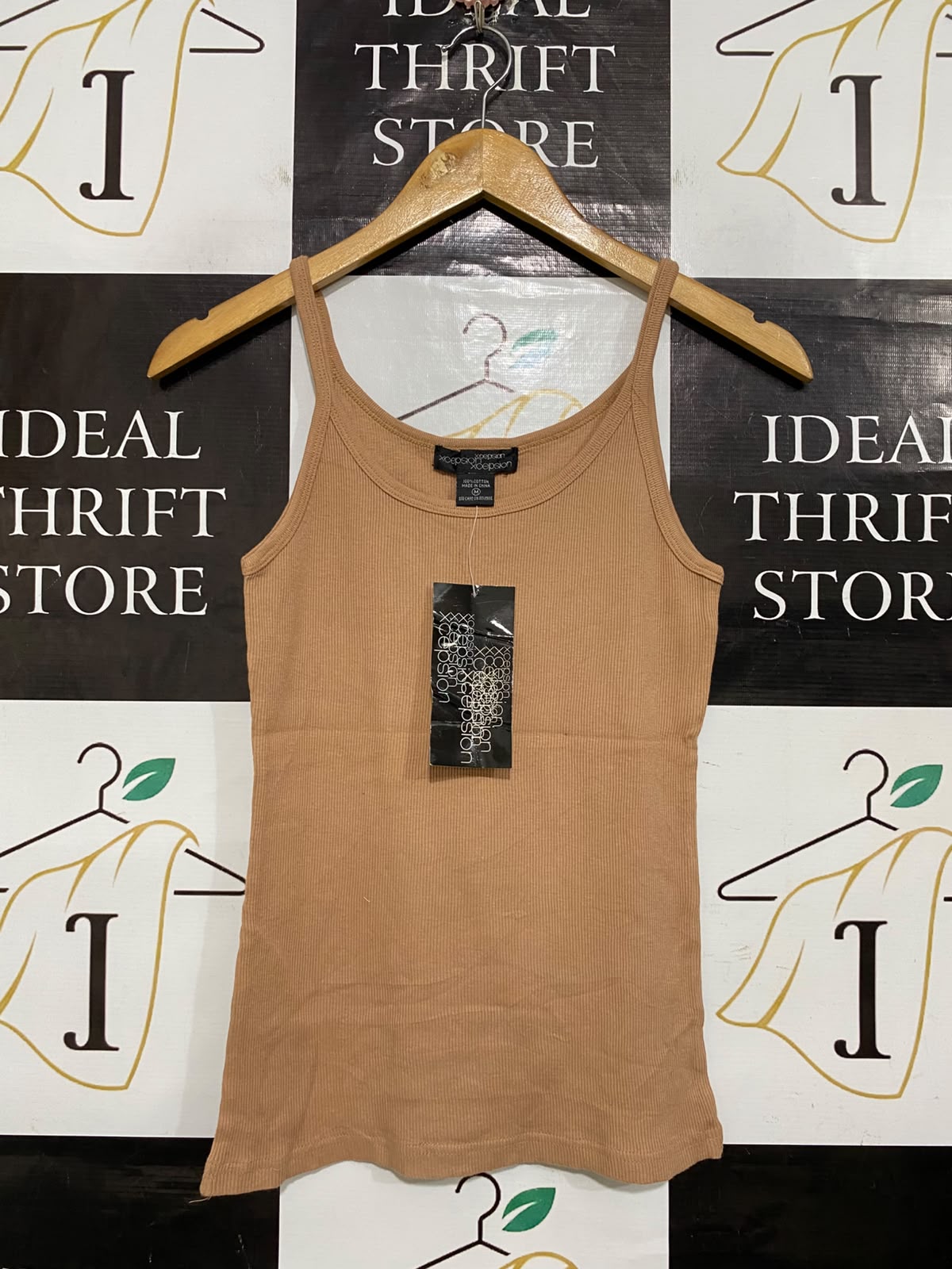 XCEPSION |M| BUST 13| A63| BEIGE RIBBED CAMI-STYLE TECHNICAL UTILITY TANK TOP