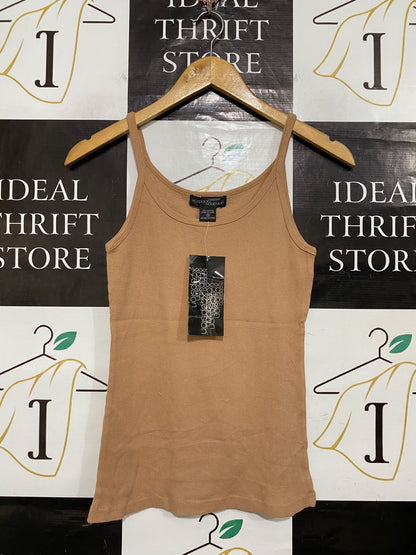 XCEPSION |M| BUST 13| A63| BEIGE RIBBED CAMI-STYLE TECHNICAL UTILITY TANK TOP