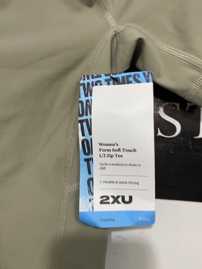 2XU |XS| BUST 15| A63| OLIVE GREEN HALF-ZIP TECHNICAL UTILITY CROP TEE
