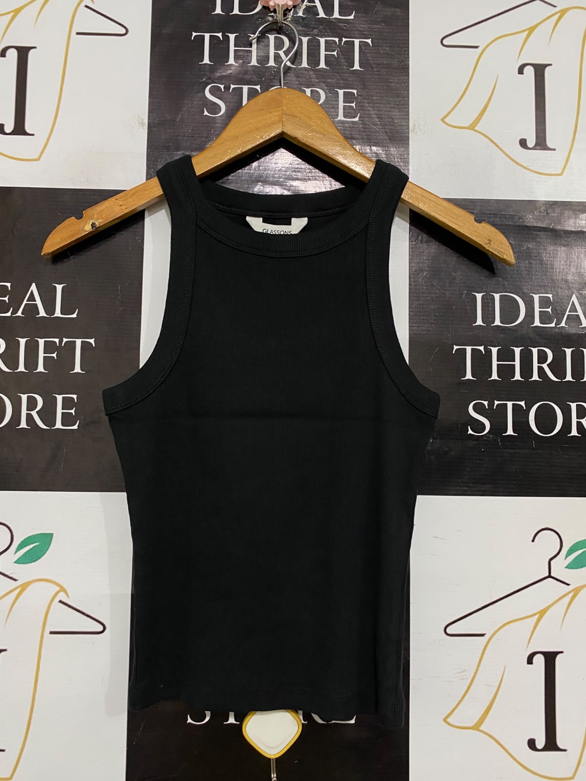 GLASSONS |M| BUST 13| A63| BLACK RIBBED HIGH-NECK TECHNICAL UTILITY TANK TOP