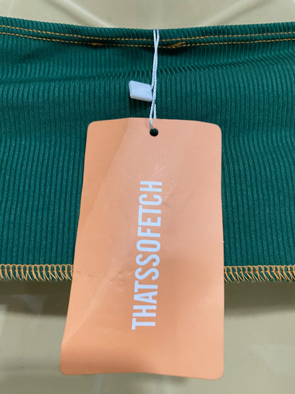 THATSSOFETCH |M| BUST 15| A63| EMERALD GREEN EXAGGERATED-SEAM TECHNICAL UTILITY CROP TOP