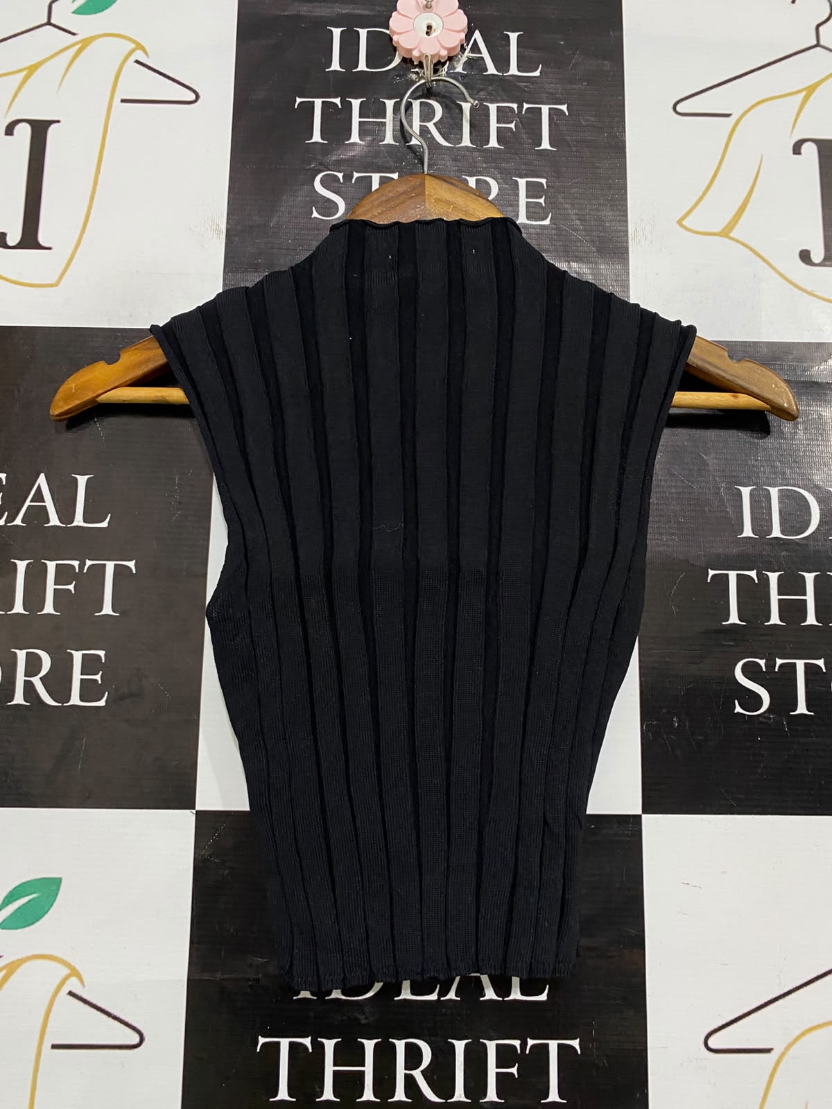 SHOWPO |S| BUST 12| A63| BLACK RIBBED MOCK-NECK TECHNICAL UTILITY CROP TOP