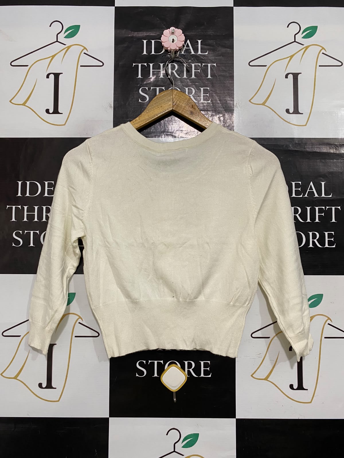 REVIEW |M| BUST 16| A63| CREAM KNIT BUTTON-FRONT TECHNICAL UTILITY CARDIGAN