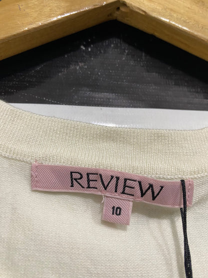 REVIEW |M| BUST 16| A63| CREAM KNIT BUTTON-FRONT TECHNICAL UTILITY CARDIGAN