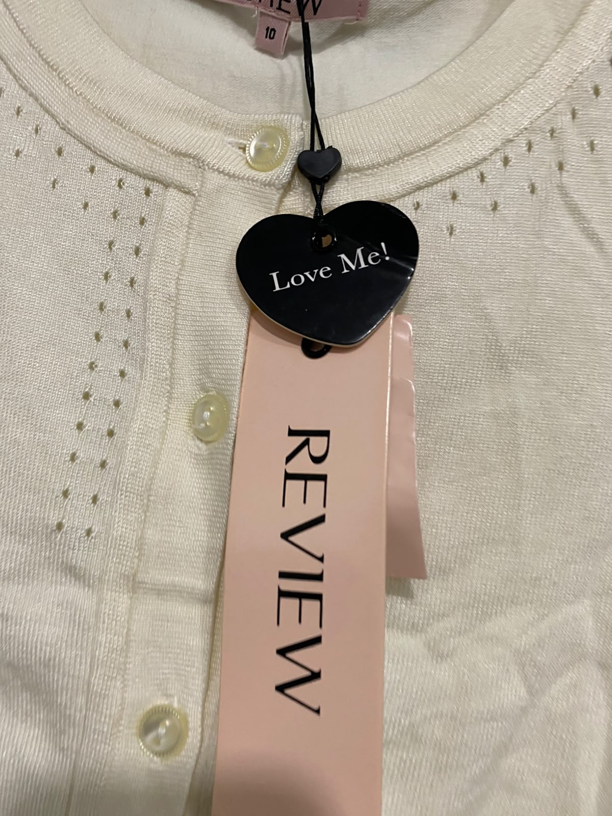 REVIEW |M| BUST 16| A63| CREAM KNIT BUTTON-FRONT TECHNICAL UTILITY CARDIGAN