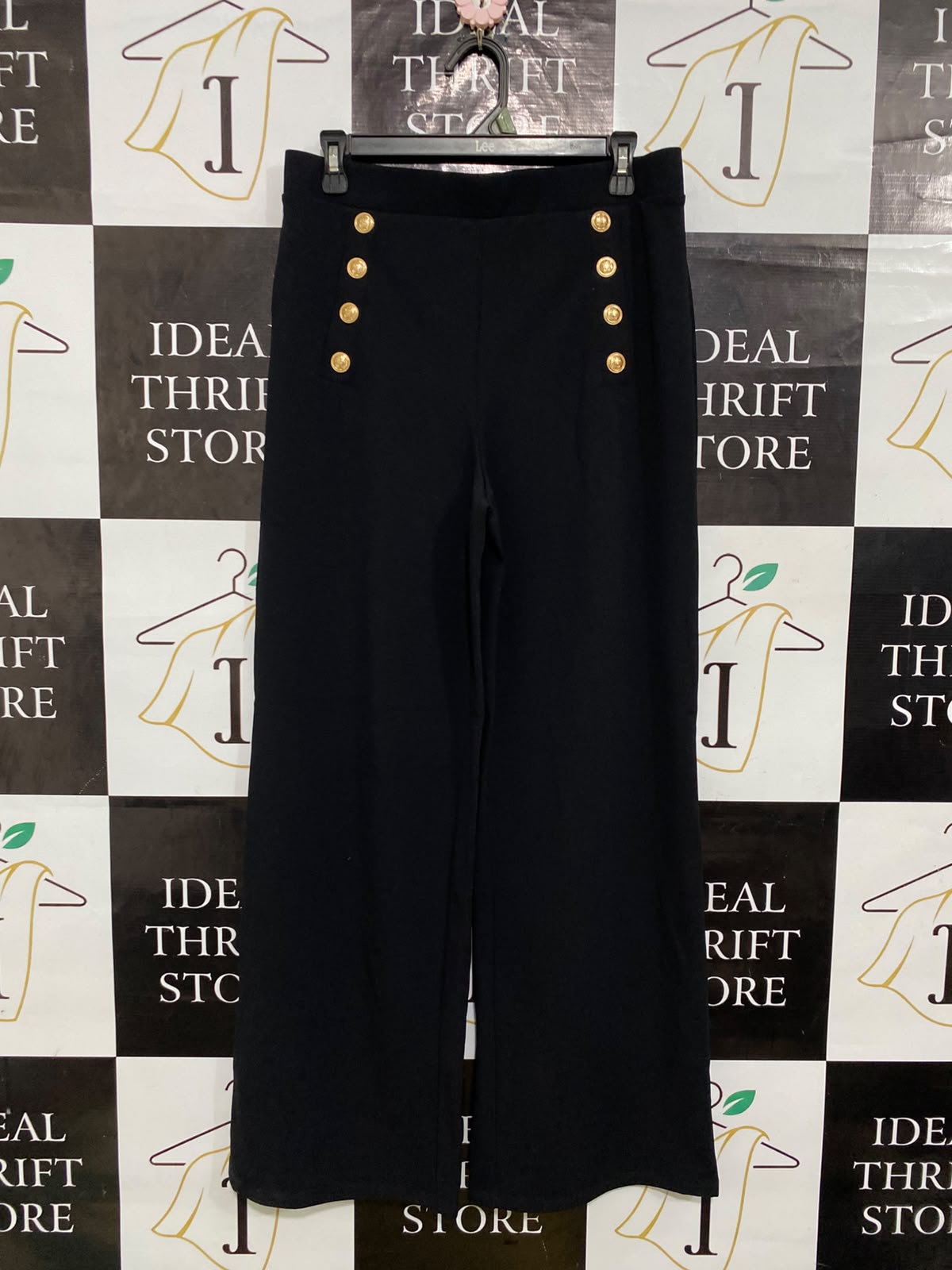 H&M |M| WAIST 30| A63| BLACK GOLD-BUTTON SAILOR TECHNICAL UTILITY WIDE-LEG PANTS