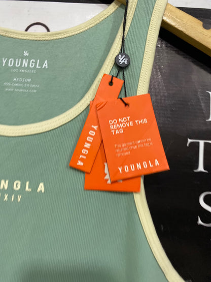 YOUGLA |M| BUST 16| A63| MINT GREEN CONTRAST-TRIM TECHNICAL UTILITY TANK TOP