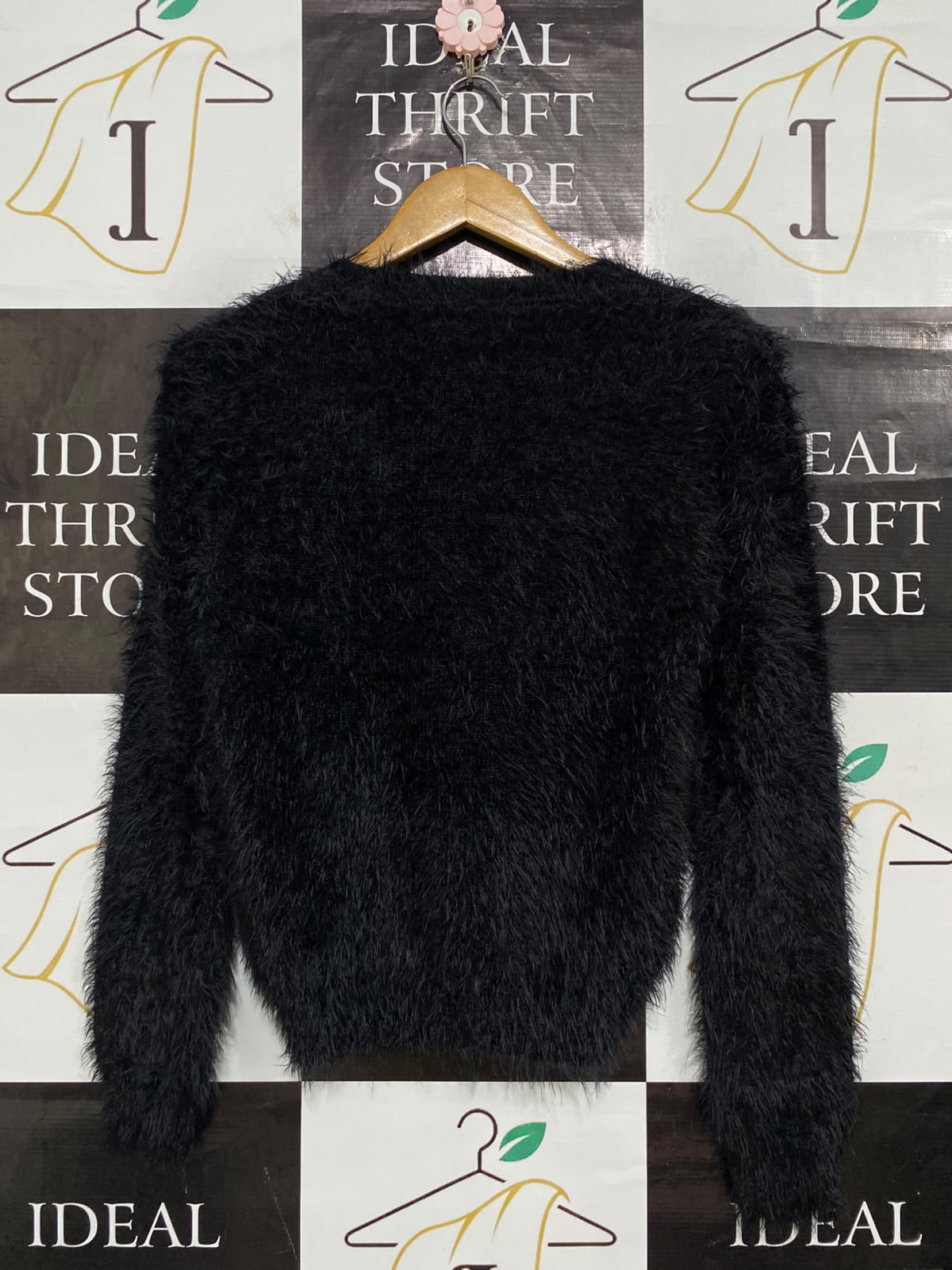 GLASSONS |S| BUST 17| A63| BLACK FUZZY TEXTURED TECHNICAL UTILITY SWEATER