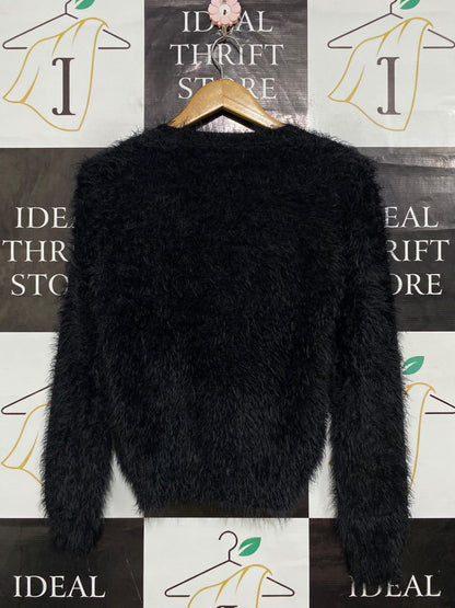 GLASSONS |S| BUST 17| A63| BLACK FUZZY TEXTURED TECHNICAL UTILITY SWEATER
