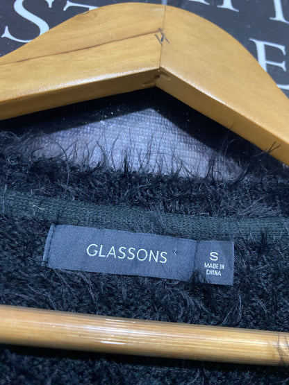 GLASSONS |S| BUST 17| A63| BLACK FUZZY TEXTURED TECHNICAL UTILITY SWEATER