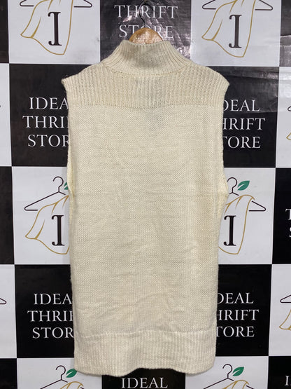 COTTON ON |M| BUST 20| A63| CREAM OVERSIZED MOCK-NECK KNIT TECHNICAL UTILITY VEST