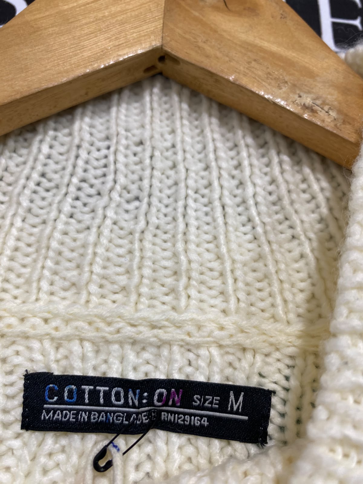 COTTON ON |M| BUST 20| A63| CREAM OVERSIZED MOCK-NECK KNIT TECHNICAL UTILITY VEST