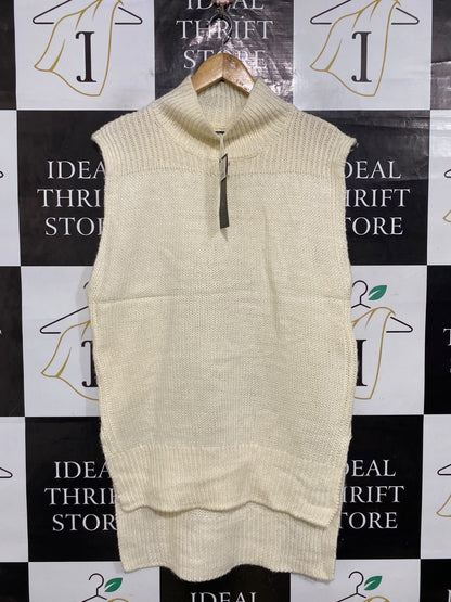 COTTON ON |M| BUST 20| A63| CREAM OVERSIZED MOCK-NECK KNIT TECHNICAL UTILITY VEST