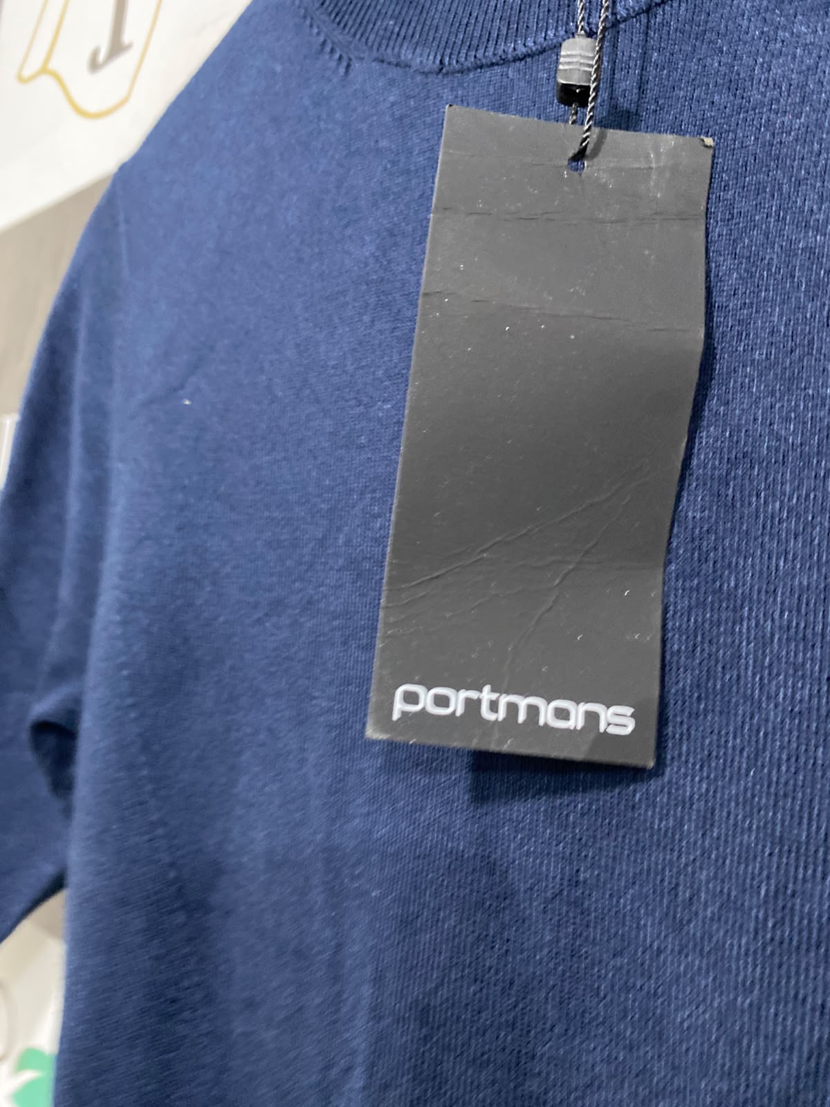 PORTMANS |S| BUST 15| A63| NAVY MOCK-NECK PEPLUM-HEM TECHNICAL UTILITY TEE