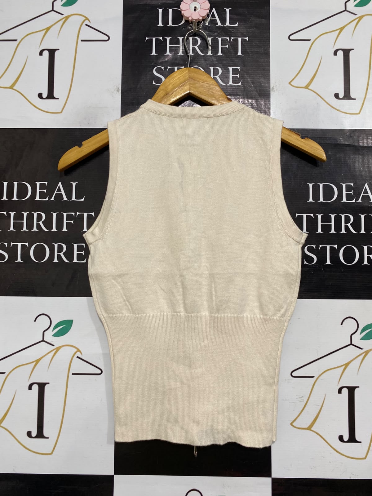 TUSSAH |S| BUST 12| A63| CREAM SNAP-FRONT TECHNICAL UTILITY TANK TOP