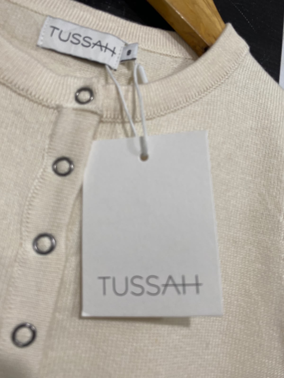 TUSSAH |S| BUST 12| A63| CREAM SNAP-FRONT TECHNICAL UTILITY TANK TOP