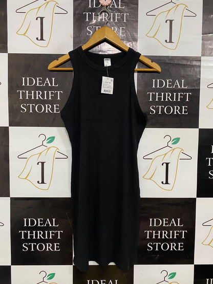 ANKO |M| BUST 17| A63| BLACK RIBBED CREWNECK TECHNICAL UTILITY DRESS