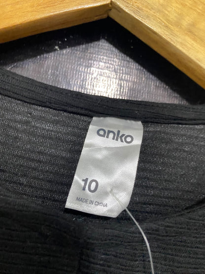 ANKO |M| BUST 18| A63| BLACK TEXTURED TIE-FRONT TECHNICAL UTILITY T-SHIRT