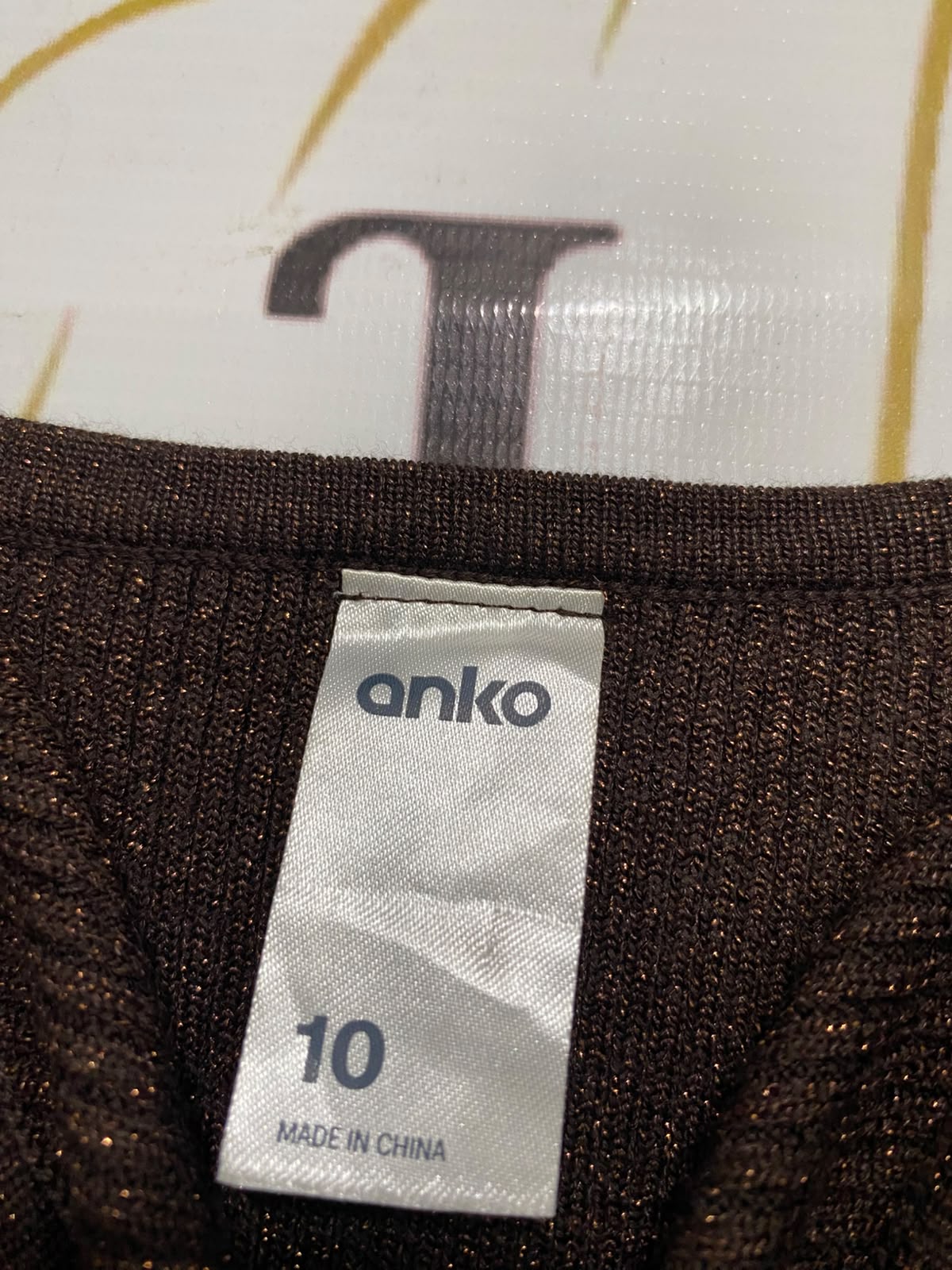ANKO |XS| BUST 12| A63| BROWN GLITTER RIBBED SWEETHEART TECHNICAL UTILITY CANK TOP