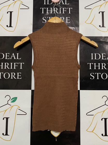 ANKO |S| BUST 10| A63| BROWN MOCK-NECK TEXTURED TECHNICAL UTILITY TANK TOP