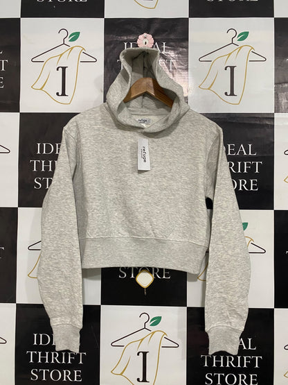 REFUGE |S| BUST 20| A63| GREY CROPPED TECHNICAL UTILITY HOODIE