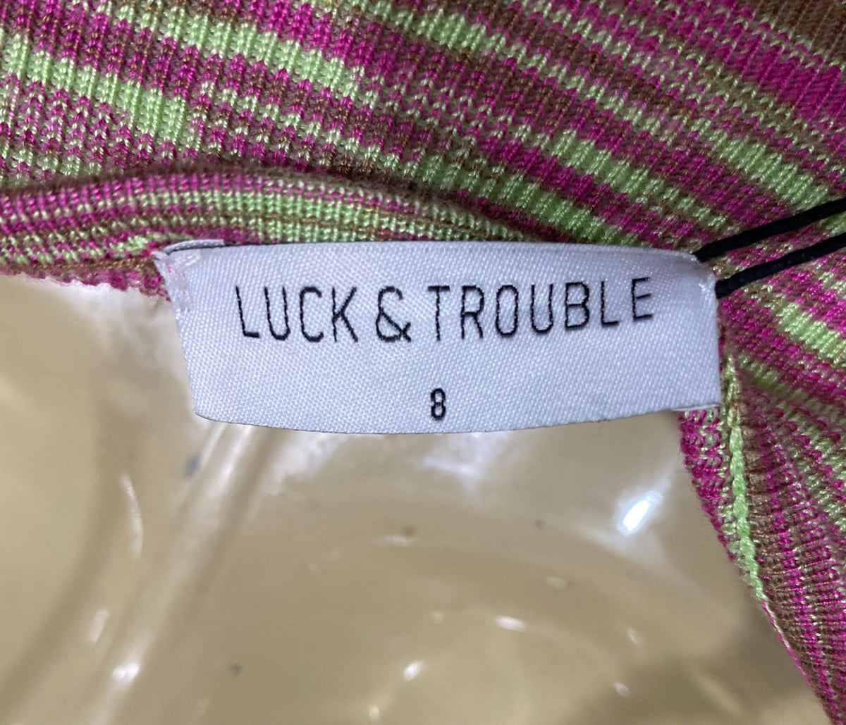 LUCK & TROUBLE |S| BUST 15| A63| MULTI-COLOR SPACE-DYE HALTER-NECK TECHNICAL UTILITY DRESS