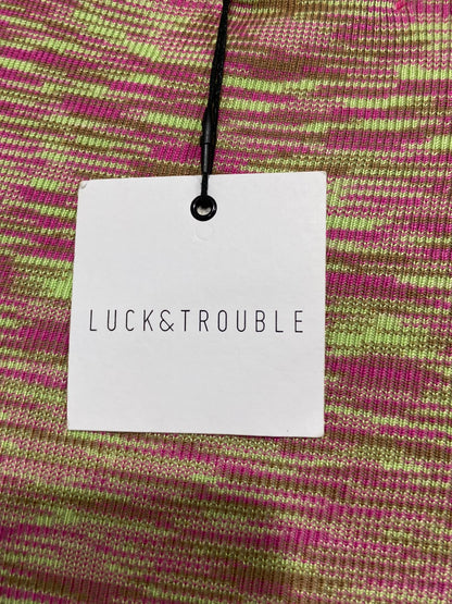 LUCK & TROUBLE |S| BUST 15| A63| MULTI-COLOR SPACE-DYE HALTER-NECK TECHNICAL UTILITY DRESS