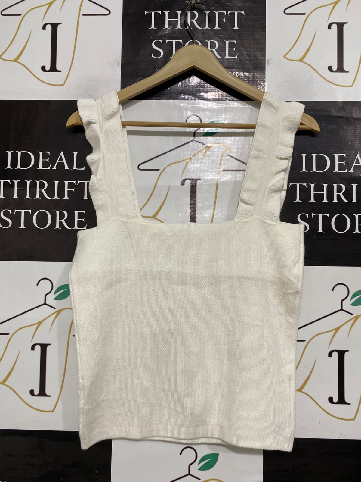 APERO |XS| BUST 16| A63| WHITE RUFFLE-STRAP TECHNICAL UTILITY TANK TOP