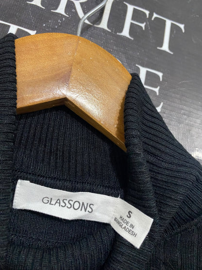 GLASSONS |S| BUST 14| A63| BLACK RIBBED TURTLENECK TECHNICAL UTILITY SWEATER