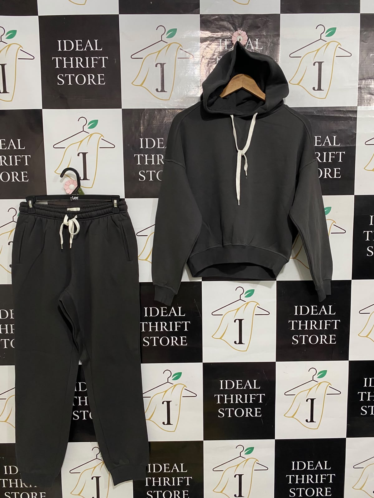 NUDELUCY |XS| A63| DARK GREY OVERSIZED HOODIE AND JOGGER TECHNICAL UTILITY SET