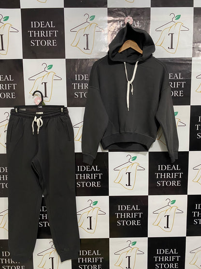 NUDELUCY |XS| A63| DARK GREY OVERSIZED HOODIE AND JOGGER TECHNICAL UTILITY SET