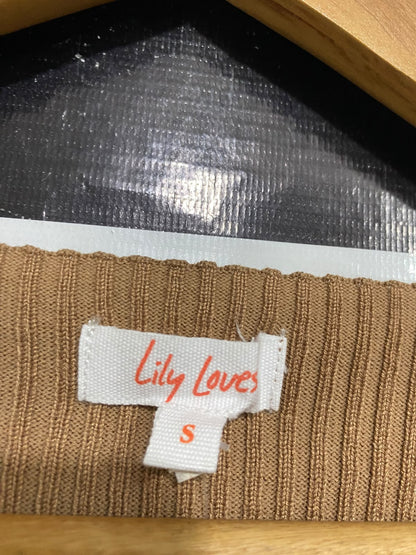 LILY LOVES |S| BUST 15| A63| BROWN SQUARE-NECK RIBBED BUTTON-FRONT TECHNICAL UTILITY CARDIGAN
