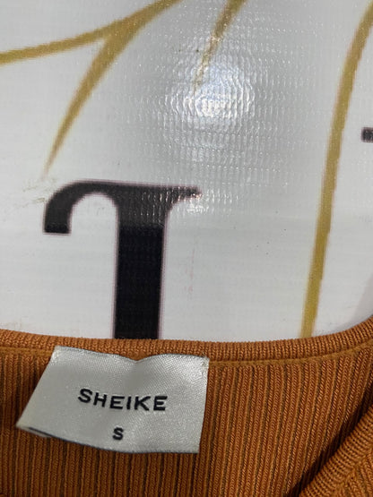 SHEIKE |XS| BUST 11| A63| CAMEL SQUARE-NECK RIBBED TECHNICAL UTILITY TANK TOP