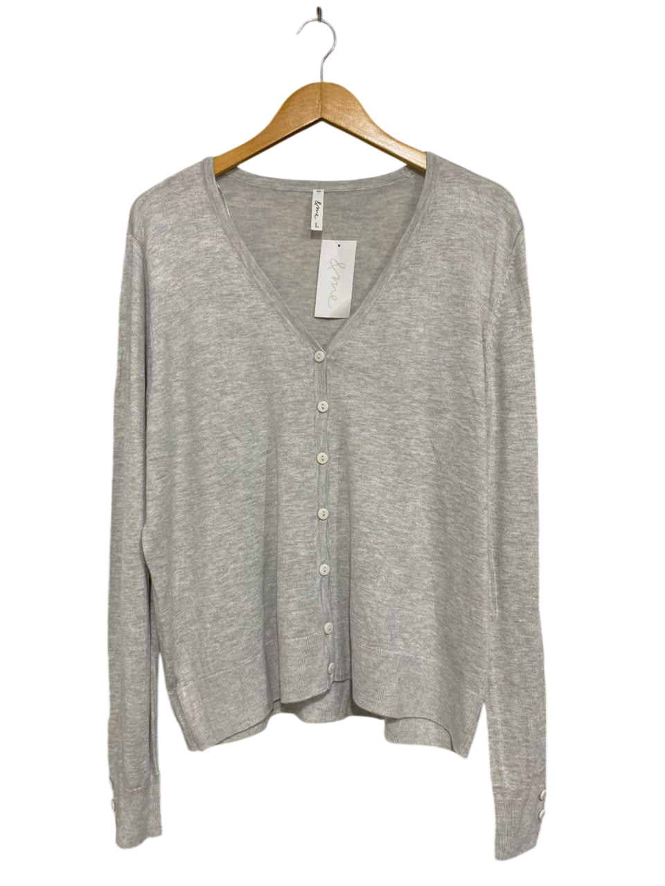 & ME |L| BUST 22| A64| LIGHT GREY V-NECK BUTTON-UP TECHNICAL UTILITY CARDIGAN