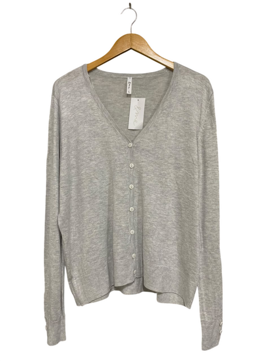 & ME |L| BUST 22| A64| LIGHT GREY V-NECK BUTTON-UP  CARDIGAN