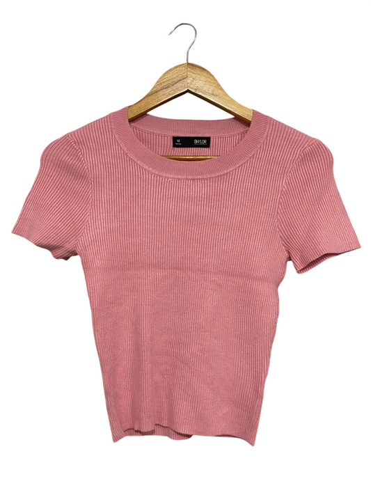 BWLDR |XS| BUST 13| A64| DUSTY PINK RIBBED CREWNECK SHORT-SLEEVE TEE