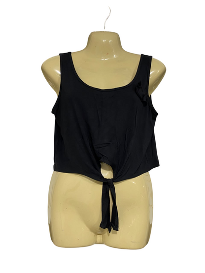 SPY CLOTHING |M| BUST 19| A64| BLACK TIE-FRONT SCOOP-NECK SLEEVELESS TECHNICAL UTILITY CROP TANK