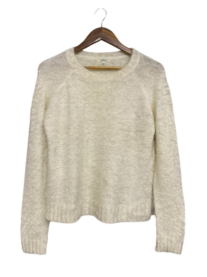 VALLEY GIRL |S| BUST 19| A64| WHITE FLUFFY TEXTURED CREWNECK LONG-SLEEVE TECHNICAL UTILITY SWEATER