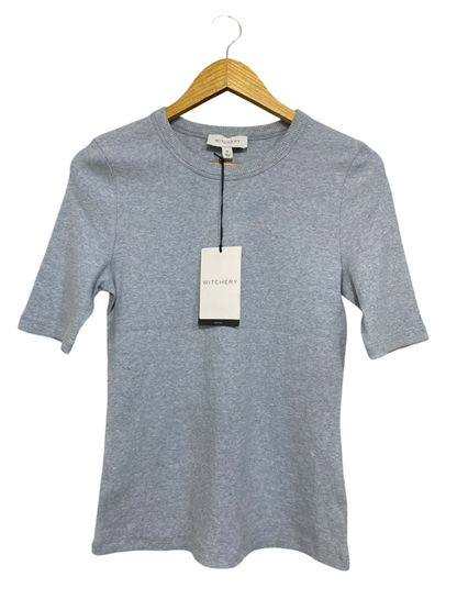WITCHERY |M| BUST 15| A64| GREY MELANGE RIBBED CREWNECK SHORT-SLEEVE TECHNICAL UTILITY TEE