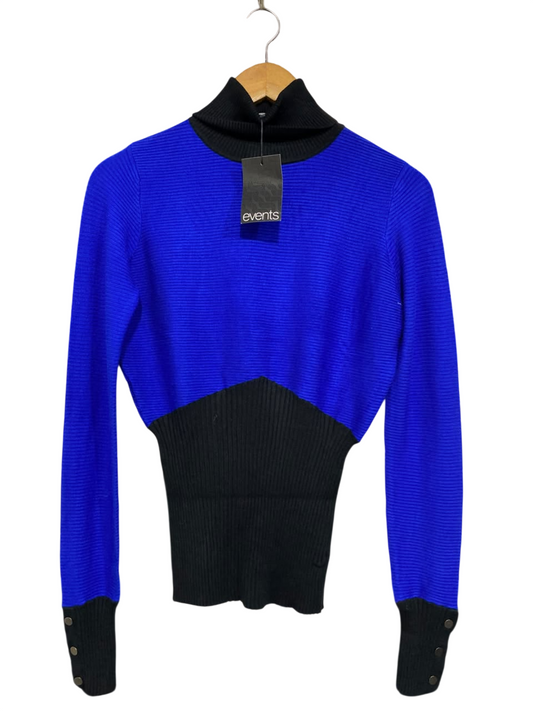 EVENTS |M| BUST 17| A64| ROYAL BLUE AND BLACK COLORBLOCK TURTLENECK LONG-SLEEVE  SWEATER