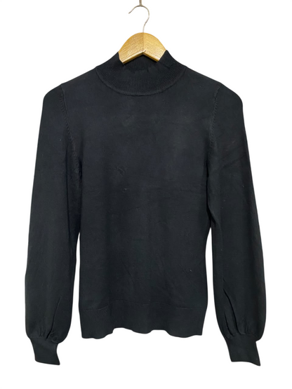 & ME |XS| BUST 15| A64| BLACK MOCK-NECK PUFF-SLEEVE TECHNICAL UTILITY SWEATER
