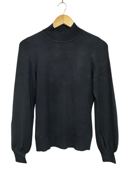& ME |XS| BUST 15| A64| BLACK MOCK-NECK PUFF-SLEEVE  SWEATER