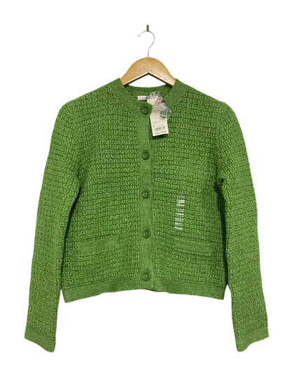 UNIQLO |S| BUST 18| A64| GREEN TEXTURED BUTTON-FRONT TECHNICAL UTILITY CARDIGAN