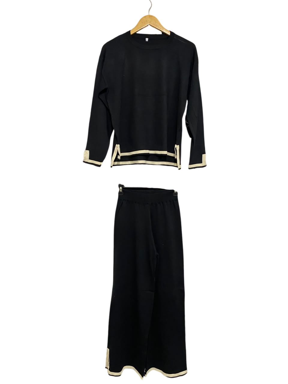 |S| A64| BLACK AND CREAM CONTRAST-TRIM TECHNICAL UTILITY TWO-PIECE SET