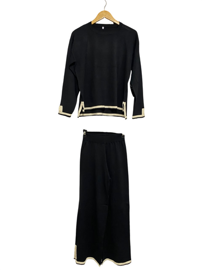 |S| A64| BLACK AND CREAM CONTRAST-TRIM TECHNICAL UTILITY TWO-PIECE SET